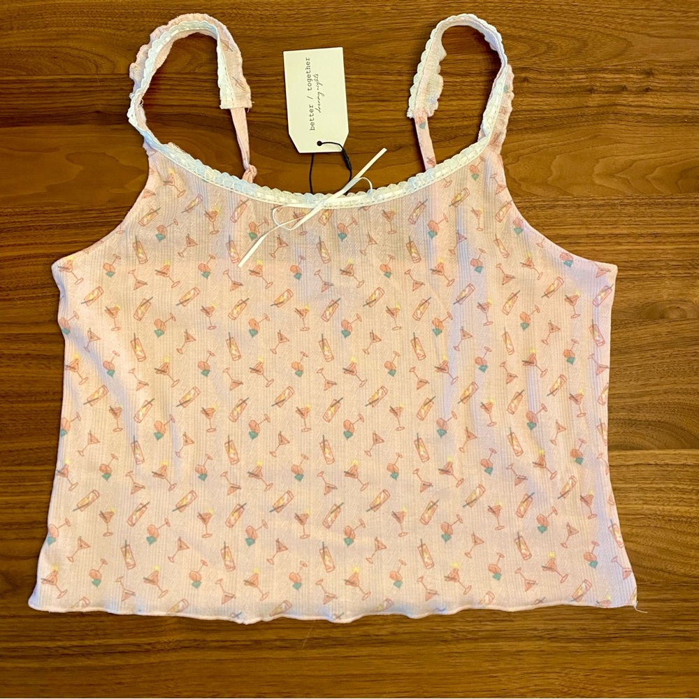NWT Margarita Pink Pajama Tank Top size Large